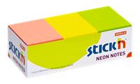Self-adhesive notepad, 38x51 mm, 3x4x100 sheets, STICK N, neon colors